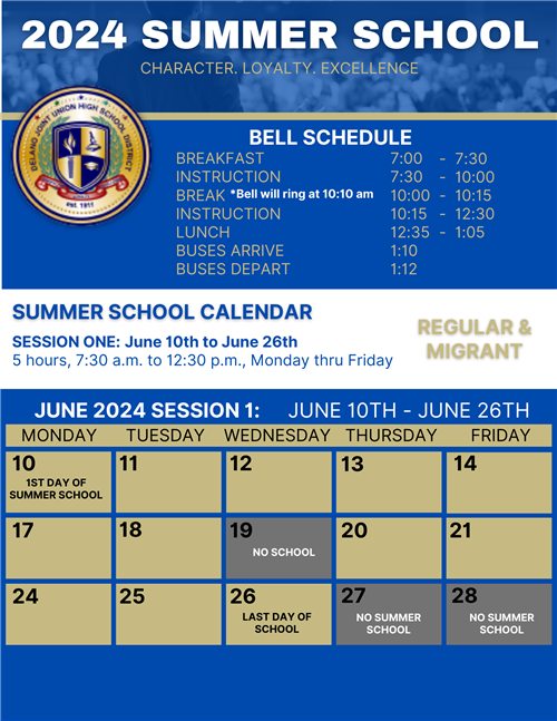 2024 Summer School Session 1 dates
